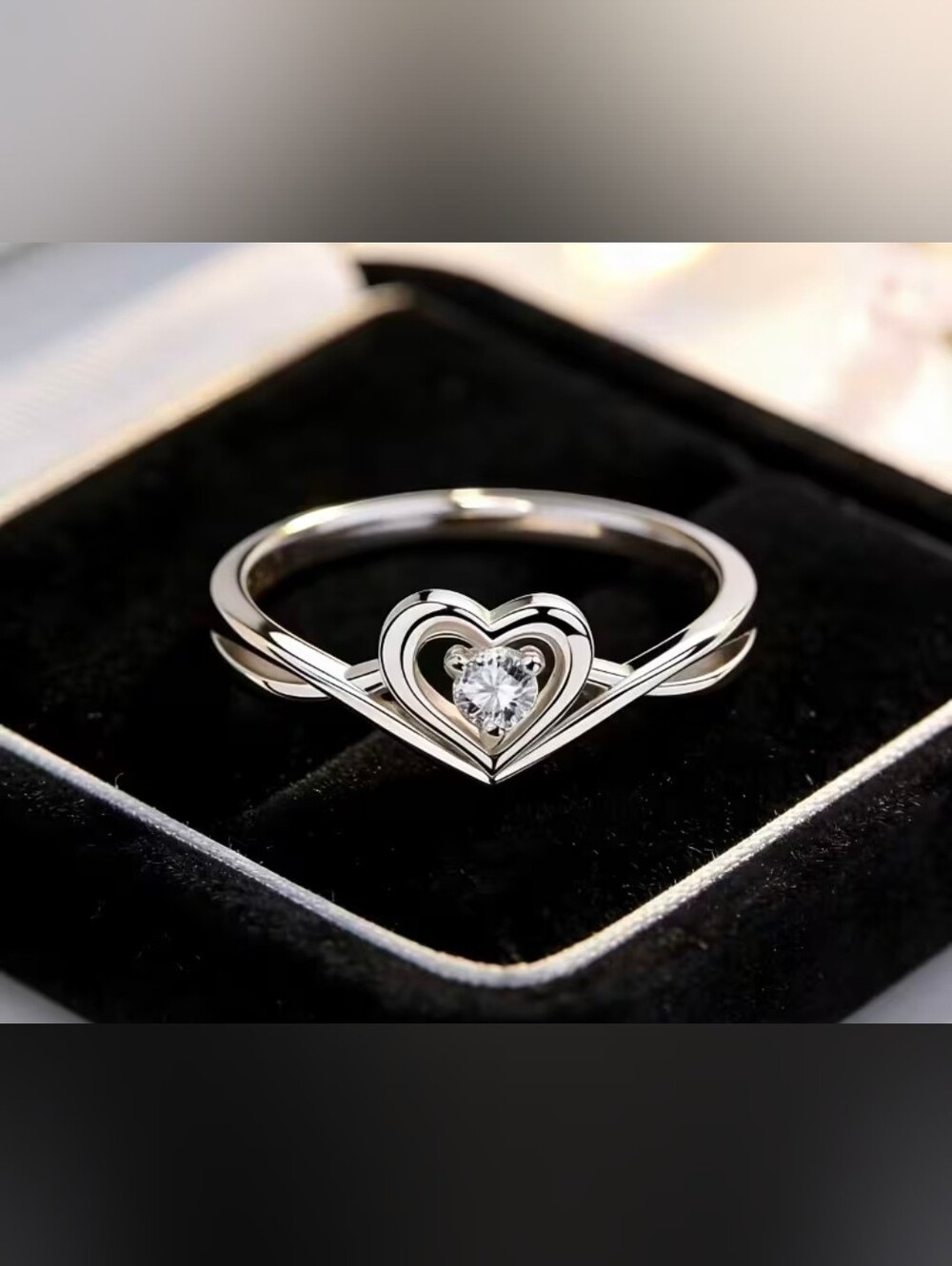 $8 Each Or Bundle 5/$20 Heart Solitaire Adjustable Ring in Silver
